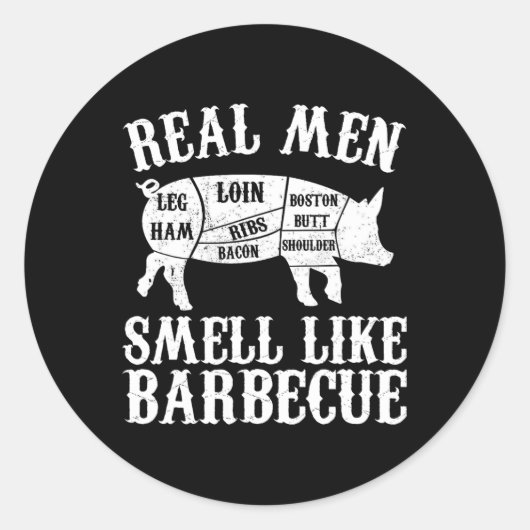 Real Men Smell Like Byrbeque Bbq Byrbecue Grilling Ronde Sticker (Voorkant)
