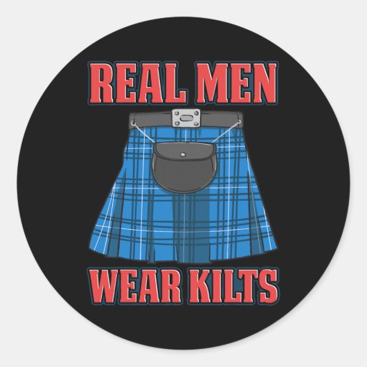 Real Men Wear Kilts Funny Scottish Kilt Scotland Ronde Sticker (Voorkant)