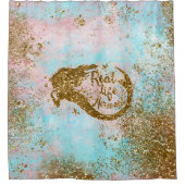 Real Mermaid Life - Glitter Gold Mermaid Douchegordijn (Voorkant)
