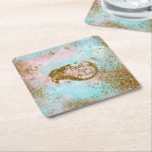 Real Mermaid Life - Glitter Gold Mermaid Kartonnen Onderzetters (Schuin)