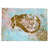 Real Mermaid Life - Glitter Gold Mermaid Large Cadeautasje (Achterkant)