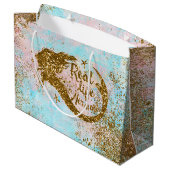 Real Mermaid Life - Glitter Gold Mermaid Large Cadeautasje (Achterkant Gekanteld)