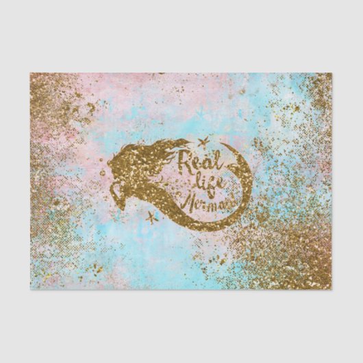 Real Mermaid Life - Glitter Gold Mermaid Tissuepapier (Voorkant)