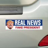 Real News Fake President - Anti-Trump Bumpersticker (Op auto)