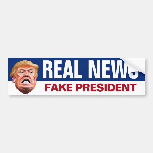 Real News Fake President - Anti-Trump Bumpersticker (Voorkant)
