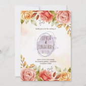 Real Oranje Floral Waterverf Wedding Invitation Kaart (Voorkant)