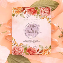 Real Oranje Floral Waterverf Wedding Invitation