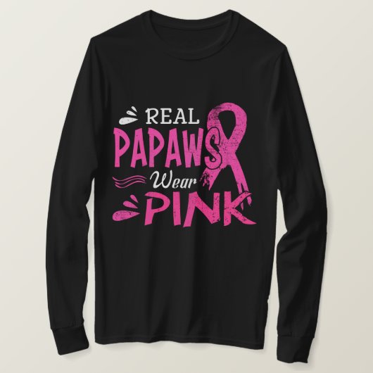Real Papaws Draag roze borstkanker T-shirt (Design voorkant)