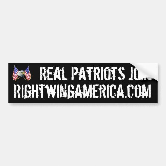 Real Patriots Join Rightwingamerica.com. Bumpersticker (Voorkant)