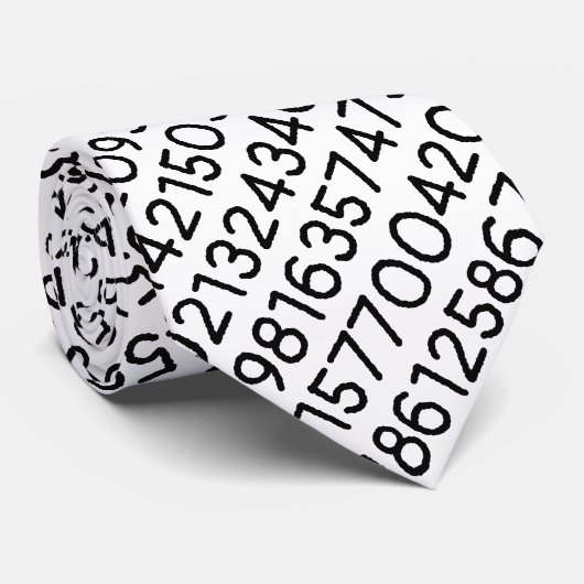 Real Pi Cijfers Wiskunde Nummers Modern Black en W Stropdas (Opgerold)