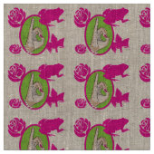 Real Pink en Green Fabric Stof (Close Up)