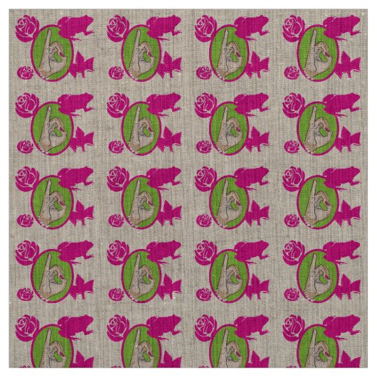 Real Pink en Green Fabric Stof (Swatch)