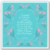 Real & Pink Floral Jane Austen Pride en Prejudice Sticker (Voorkant)