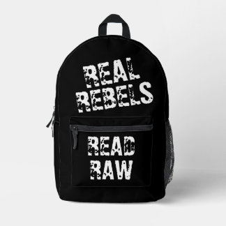 Real Rebels Read Raw, Cool Black Bedrukte Rugzak