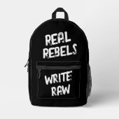 Real Rebels Write Raw, Cool Black Bedrukte Rugzak (Voorkant)