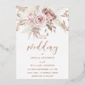 Real Roos Gold Blush Floral Wedding Folie Uitnodiging (Voorkant)