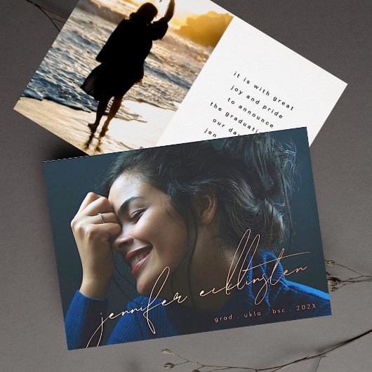 Real Roos Gold Editable Photo Template Afstuderen Folie Uitnodiging