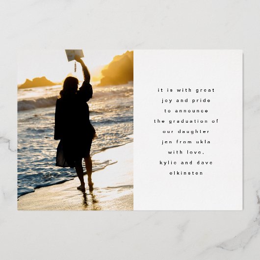 Real Roos Gold Editable Photo Template Afstuderen Folie Uitnodiging (Achterkant)