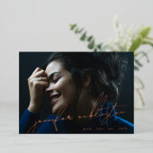 Real Roos Gold Editable Photo Template Afstuderen Folie Uitnodiging (Staand Voorkant)