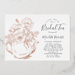 Real Roos Gold Floral Teapot Vrijgezellenfeest Tea Folie Uitnodiging