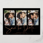 Real Roos Gold Handwrite Sla de datum op Folie Uitnodiging (Voorkant)