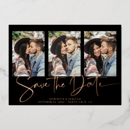 Real Roos Gold Handwrite Sla de datum op Folie Uitnodiging