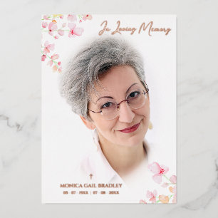 Real Roos Gold Photo Botanic Pink Floral Branches Folie Uitnodiging