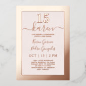 Real Roos Gold Quinceañera Uitnodiging Folie (Voorkant)