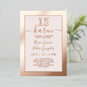 Real Roos Gold Quinceañera Uitnodiging Folie (Staand Voorkant)