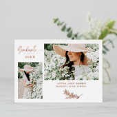 Real Roos Gold Trendy Branches Afstuderen 2 Foto's Folie Uitnodiging (Staand Voorkant)