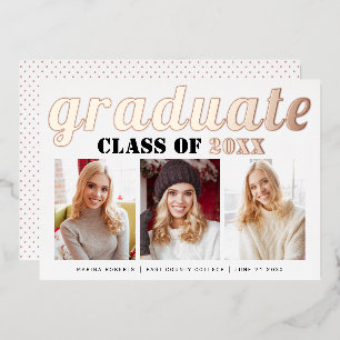 Real rose gold foil Class of 2023 graduate photo Folie Uitnodiging