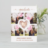 Real Rose Gold Heart Trendy Girl Pre K Graduation  Folie Uitnodiging (Staand Voorkant)