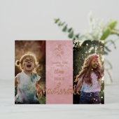 Real Rose Gold Then & Now Graduation Photo Folie Uitnodiging (Staand Voorkant)