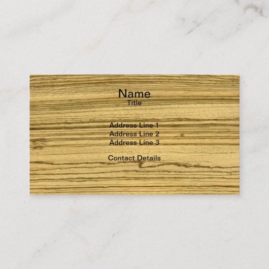 Real Scanned Zebrawood Veneer Woodgrain Visitekaartje (Voorkant)