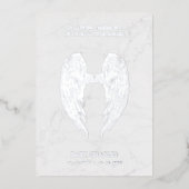 Real Silver Angel Wings op Marble Background Metal Folie Uitnodiging (Voorkant)