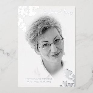 Real Silver Black White Photo Botanical Branches Folie Uitnodiging