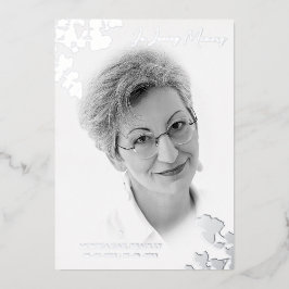 Real Silver Black White Photo Botanical Branches Folie Uitnodiging