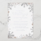 REAL SILVER FOIL Blush Snowflake Weddenschap Folie Uitnodiging (Voorkant)