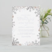 REAL SILVER FOIL Blush Snowflake Weddenschap Folie Uitnodiging (Staand Voorkant)