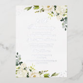 REAL SILVER FOIL Flower 25th Jubileum Folie Folie Uitnodiging (Voorkant)