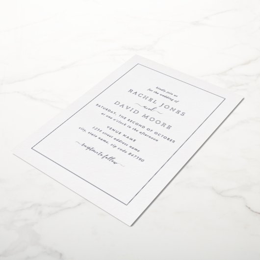 REAL SILVER FOIL Modern Black Weddenschap Folie Uitnodiging (Gedraaid)