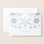 REAL Silver Foil Snowflakes Prettige feestdagen ka Folie Kaarten (Met envelop)
