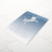 Real Silver Foil Unicorn Girly Birthday (ELK) Blue Folie Uitnodiging (Gedraaid)