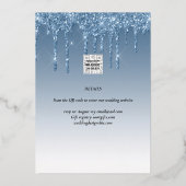 Real Silver Foil Unicorn Girly Birthday (ELK) Blue Folie Uitnodiging (Achterkant)