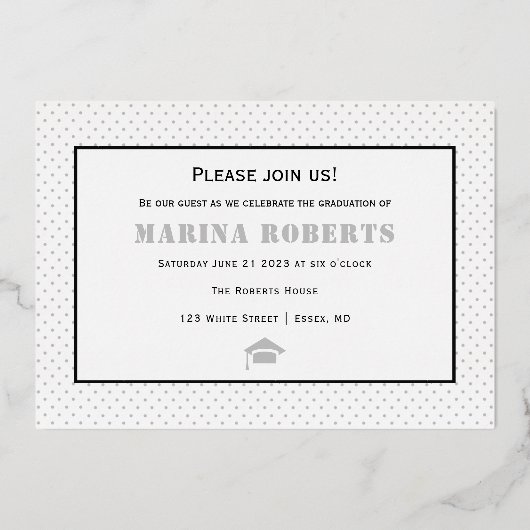 Real Silver folie Class of 2023 afstuderen foto Folie Uitnodiging (Achterkant)