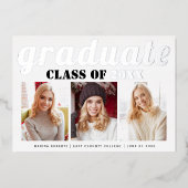 Real Silver folie Class of 2023 afstuderen foto Uitnodiging (Voorkant)