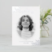 Real Silver Funeral Black White Photo Remembryo Folie Uitnodiging (Staand Voorkant)