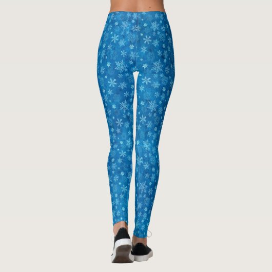 Real Snowflake Blue Waterverf Winter Leggings (Achterkant)