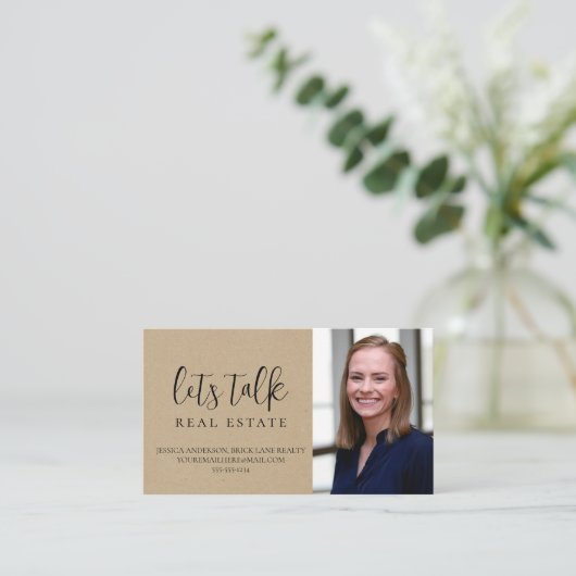 Real-state kraftpapier visitekaartje (Staand voorkant)