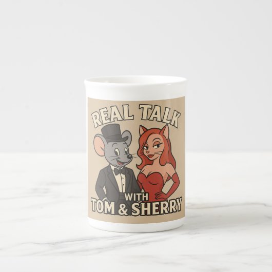 Real Talk with Tom and Sherry Cartoon Mug Porselein Kop (Voorkant)